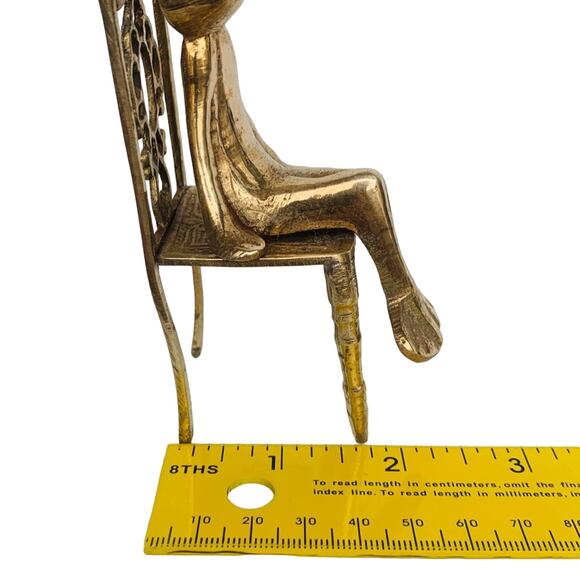 Vintage Brass Frog on A Chair - Picture 11 of 11